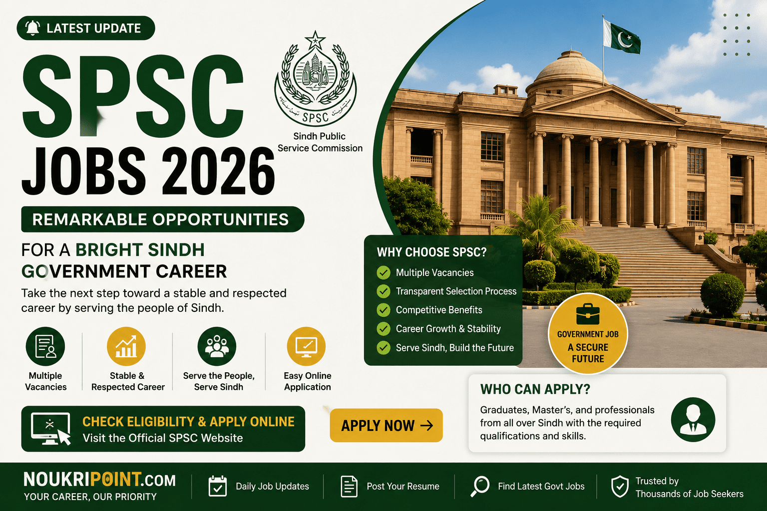 SPSC Jobs 2026 – Sindh Public Service Commission Remarkable Government Career Opportunities