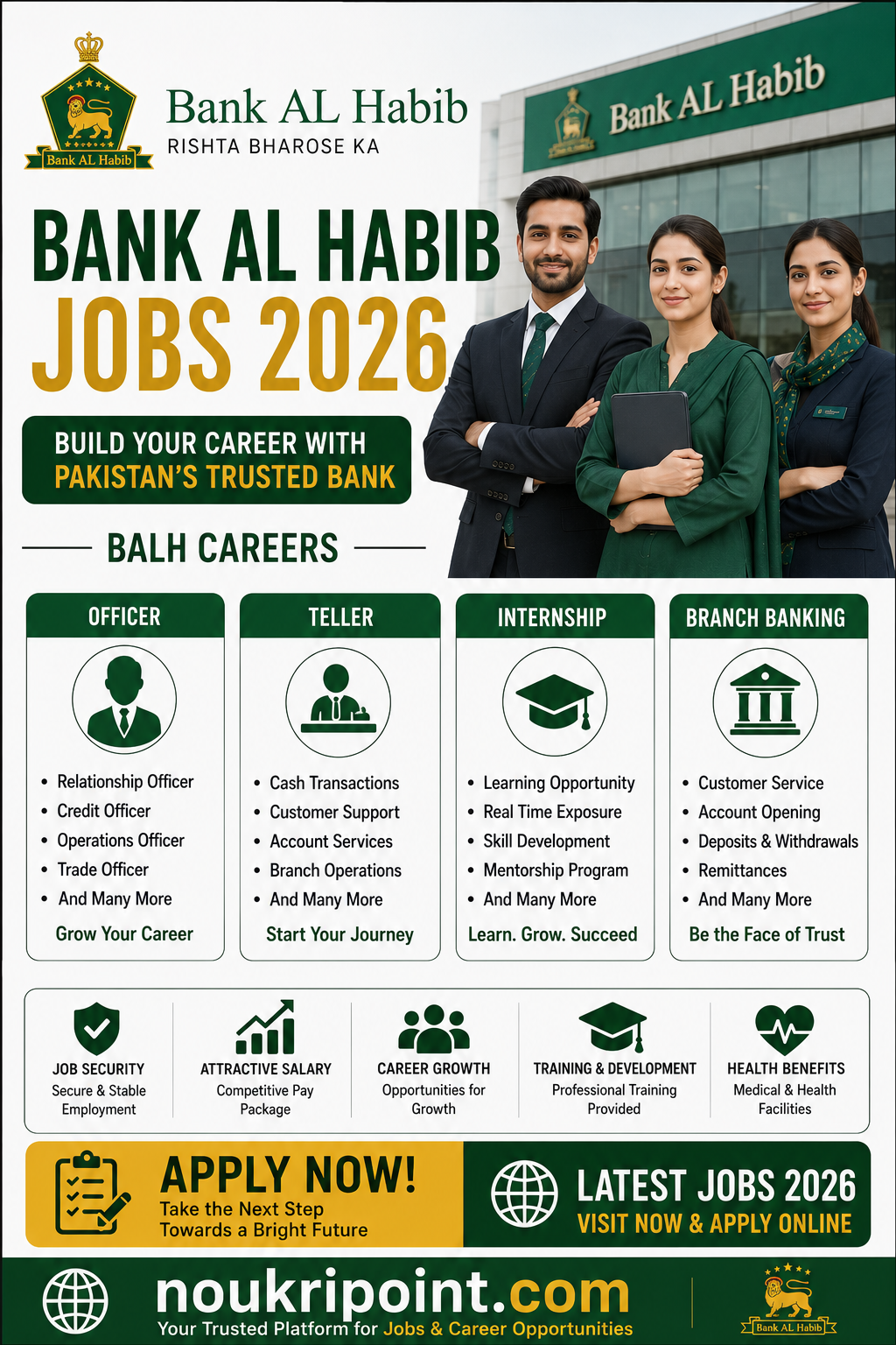 Bank AL Habib Jobs 2026 BALH careers Officer Teller Internship and Branch Banking positions apply at bankalhabib.com