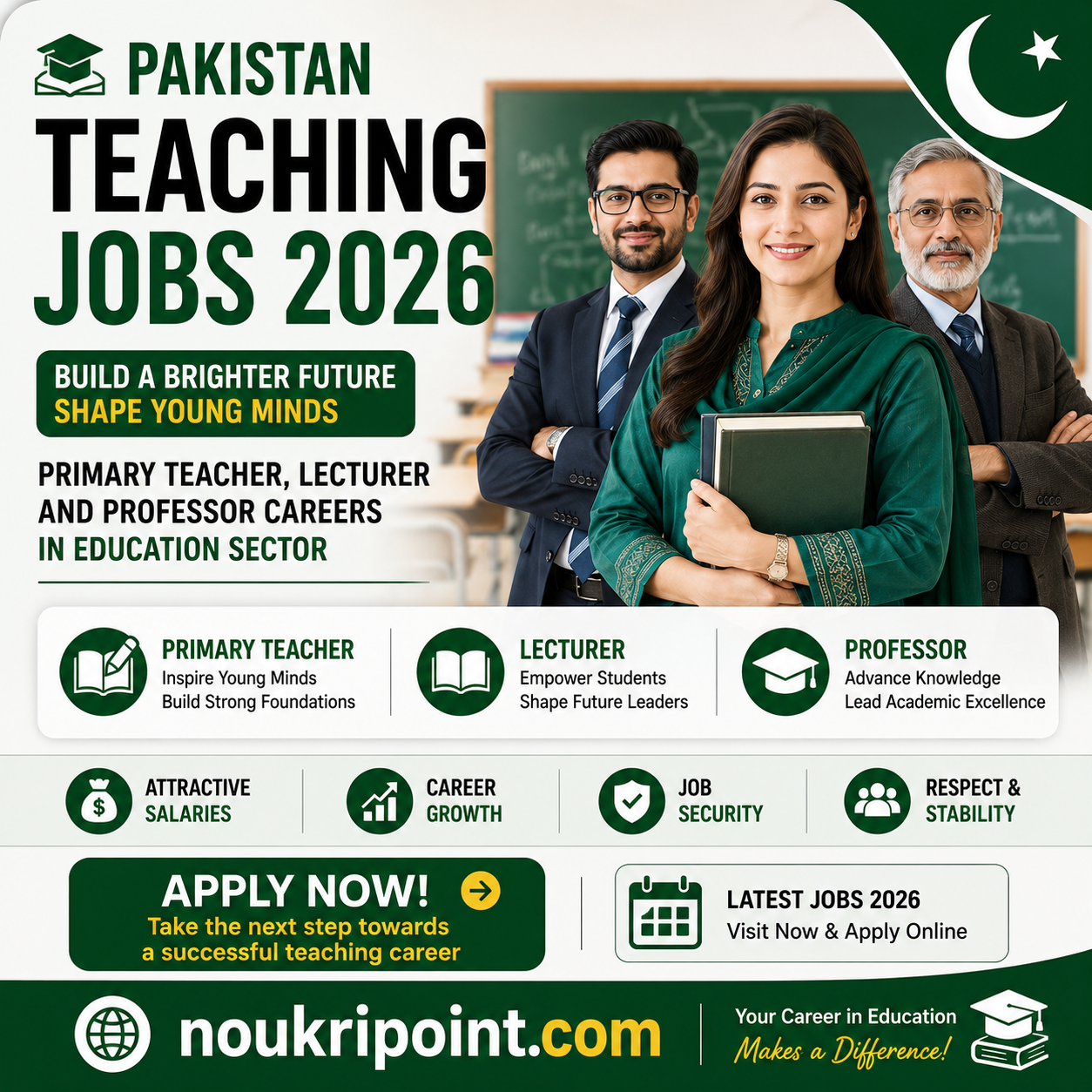 Pakistan Teaching Jobs 2026 Primary Teacher Lecturer Professor careers education sector attractive salaries job security apply noukripoint.com